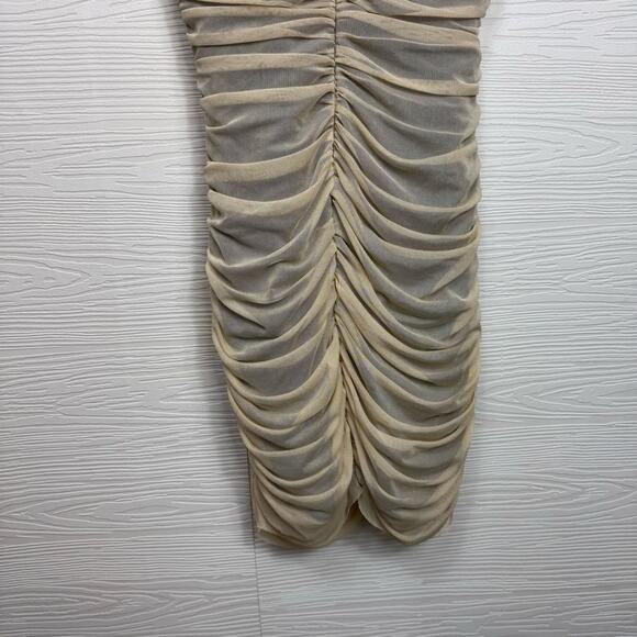 Zara Double Strap Beige Tulle Dress with Floral Accents Small - Picture 12 of 15